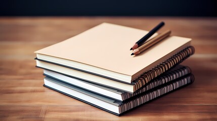 A stack of blank notebooks with a pen, inviting thoughts and creativity.