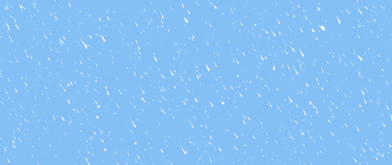 Hand-drawn white diagonal raindrop on blue background. Seamless texture with dashed strokes. Rain pattern. Wrapping paper with small dots or rain painted with a brush. Abstract modern vector texture.