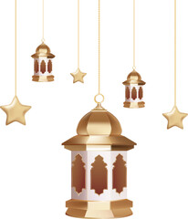 Golden islamic lantern decoration