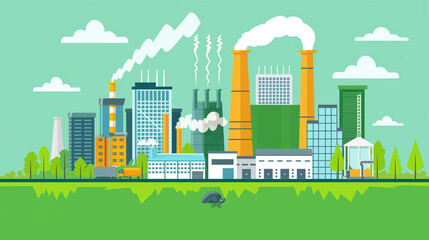 Ecology Concept - industry factory. Flat style vector illustration.