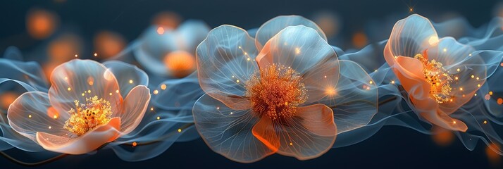 Fototapeta premium Beautiful Flowers Made Color Filters, with lights, light black and yellow, Background HD, Illustrations