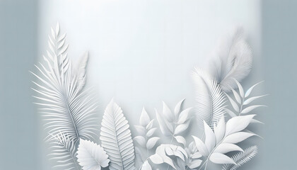 Composition monochrome de feuilles tropicales idéal pour arrière-plan ou bannière - obrazy, fototapety, plakaty