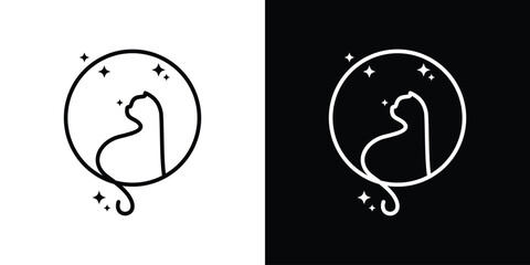 Fototapeta na wymiar logo design moon cat,logo design template minimalist line,icon,symbol,idea creative.