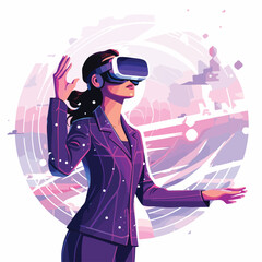 Executive woman exploring virtual realities with VR