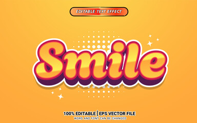 Fototapeta na wymiar Smile orange 3d cute text effect editable template design