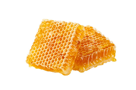 Honeycombs and honey drip on desk, Organic product from the nature for healthy with traditional style, PNG transparency