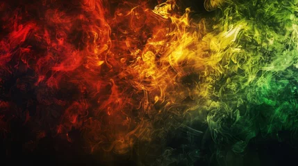 Foto op Plexiglas Smoke in reggae style. Fog in reggae colors on a dark background. © Dragan