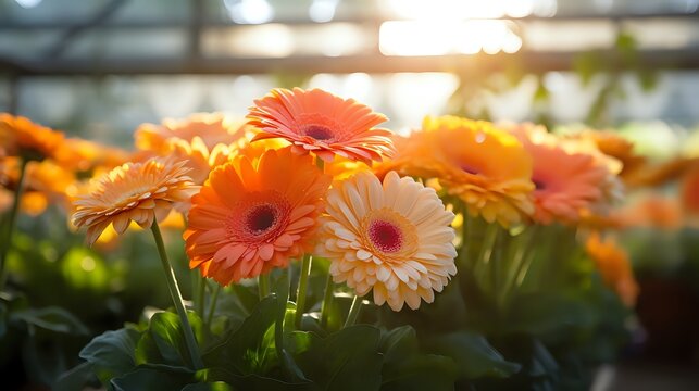  Gerbera daisies of various shades of orange and pink