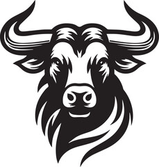 Angry Bull Head Logo Vector Illustration Design. Bull Head Mascot. Buffalo Logo
