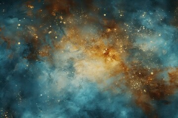 Azure nebula background with stars and sand