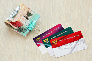 Indonesian prosperous family card, smart indonesia card and healthy card. KIS, KIP and KKS cards...