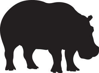 Hippo Silhouette Vector Illustration White Background