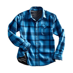 Stylish blue plaid shirt for men isolated on transparent background