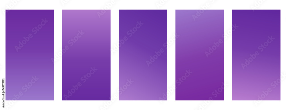 Wall mural set of vertical banners in purple gradients – collection of elegant and simple vertical backgrounds 