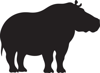 Hippo Silhouette Vector Illustration White Background
