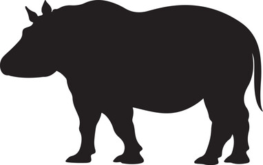 Hippo Silhouette Vector Illustration White Background