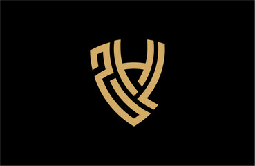 ZHL creative letter shield logo design vector icon illustration