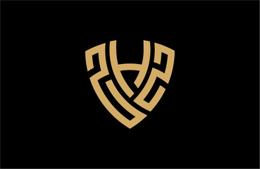 ZHZ creative letter shield logo design vector icon illustration	

