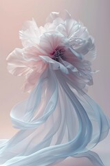 Ethereal Floral Fabric Sculpture in Pastel Tones