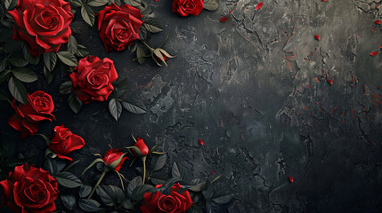 Red roses romantic background. Mother's Day or Valentine's.