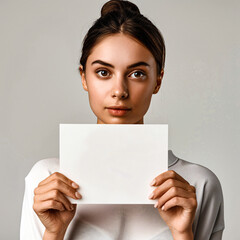 business woman holding a clipboard mockup 