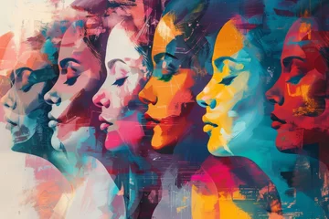 Foto op Plexiglas Colorful illustration of a group of women. International Women's Day concept. © Simon