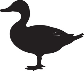 Duck Silhouette Vector Illustration White Background