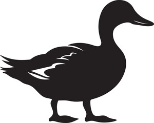Duck Silhouette Vector Illustration White Background