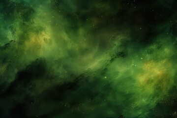 Obraz na płótnie Canvas Green nebula background with stars and sand