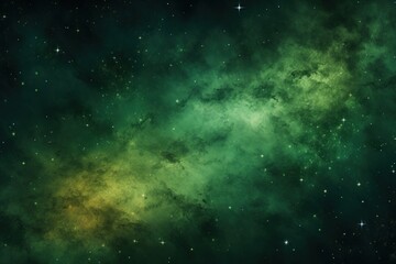 Fototapeta na wymiar Green nebula background with stars and sand