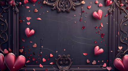 Romance background for Valentine's Day card with hearts - obrazy, fototapety, plakaty