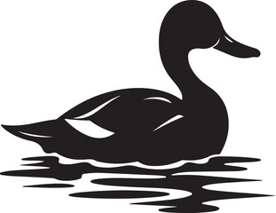 Duck Silhouette Vector Illustration White Background