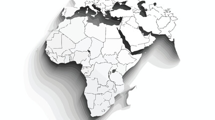 Blank political map of Africa. white background isolated