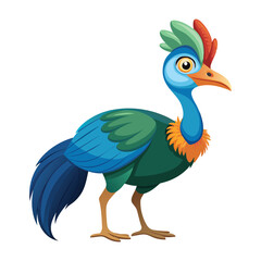 Obraz premium Cassowary Cartoon Illustration on White Background