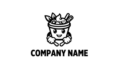 cute ice bucket Logo character icon, cute icebucket icon mascot sketch concept,cute ice cream mascot