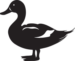 Duck Silhouette Vector Illustration White Background