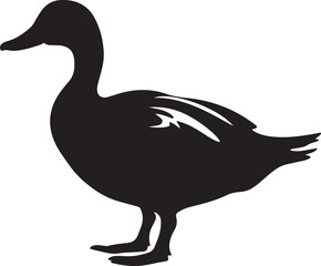 Duck Silhouette Vector Illustration White Background