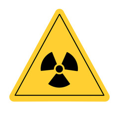 Fototapeta premium Yellow warning triangle doodle label sign illustration that can be used for sticker, book, scrapbook, icon, e.t.c with yellow and black colors | Radioactive Warning Sign - Radiation