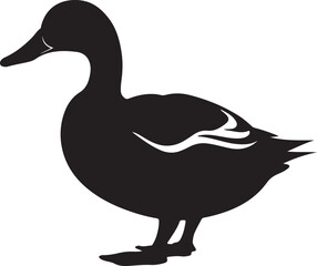 Duck Silhouette Vector Illustration White Background
