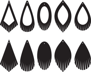 Fringe earrings, summer earrings bundle, leather earring, earring for glowforge, laser cut earring, vector illustration file