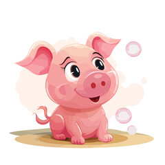 Obraz na płótnie Canvas Funny cartoon pig with thought bubble isolated 