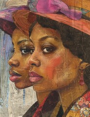 Abstract illustration of two black women. International Women's Day concept.