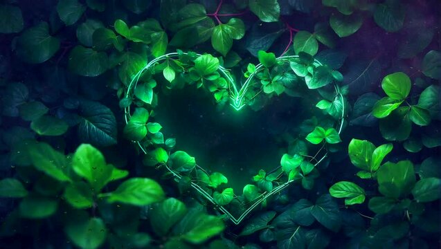 Green Heart With Glowing leaves Video