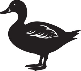 Duck Silhouette Vector Illustration White Background