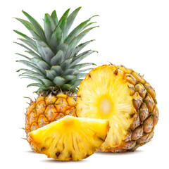 Ananas geschnitten isoliert auf weißen Hintergrund, Freisteller