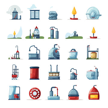 Gas Water Electricity icons. Clipart image isolated