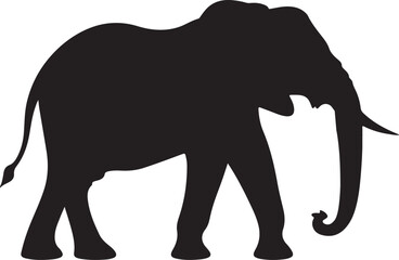 Elephant Silhouette Vector Illustration White Background