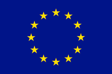 Flag of the European Union with twelve golden stars and blue background. Illustration made January 31st, 2024, Zurich, Switzerland.