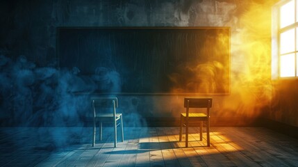 classroom blackboard chalk bright atmosphere light