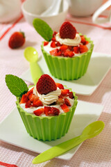Strawberry in skimmed yogurt.